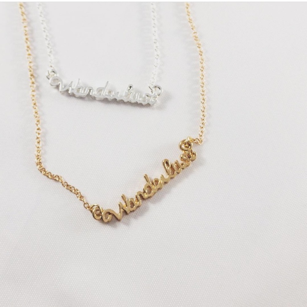 WANDERLUST Cursive Necklace Gold ✨ or Silver ✨